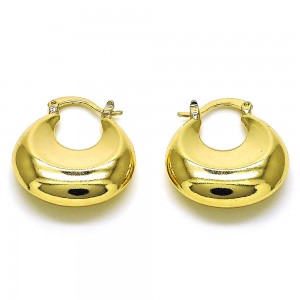 Gold Finish 25mm Small Hoop Hollow Design Polished Golden Tone