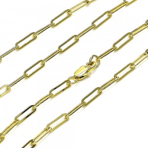 Gold Filled Paperclip Design Necklace Polished Golden Finish 3 MM Thickness 18 Inches Length