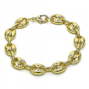 Gold Filled Fancy Bracelet Puff Mariner Design Polished Golden Finish 8MM Thickness 8 Inches Length