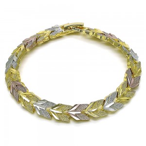 Gold Finish Solid Bracelet Polished Tri Tone