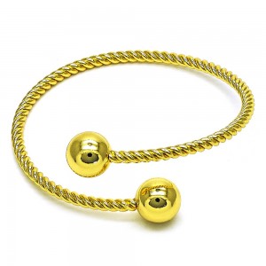 Gold Finish Individual Bangle and Ball Polished Golden Tone