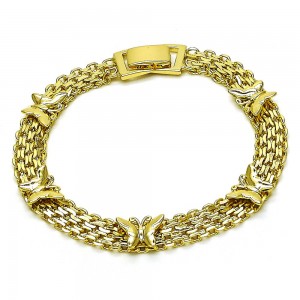Gold Filled Bracelet Butterfly and Bismark Design Polished Golden Finish