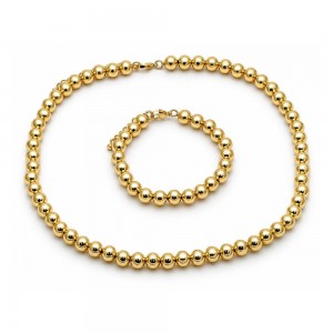 Gold Filled Necklace and Bracelet Ball Design Polished Golden Finish 8MM
