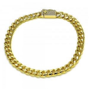 Gold Filled Bracelet Miami Cuban Design with White Micro Polished 6MM Thickness 8 Inches Length