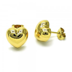 Gold Filled Stud Earrings Heart Design Polished Golden Finish