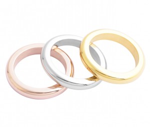 Stainless Steel Tri Color Ladies Ring