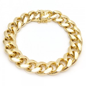 Gold Filled Basic Bracelet Miami Cuban Design Polished Golden Finish 10 MM Thickness 9 Inches Length