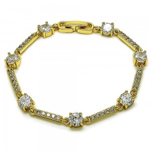 Gold Filled Tennis Bracelet with White Cubic Zirconia Polished Golden Finish 6 MM Thickness 7 Inches Length