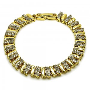 Gold Filled Tennis Bracelet with White Cubic Zirconia Polished Golden Finish 8 MM Thickness 7 Inches Length