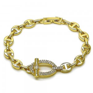 Gold Filled Horseshoe Design with White Cubic Zirconia Polished Golden Finish 8 Inches Length