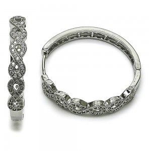 Gold Filled Rhodium Huggie Hoop Infinite Design with White Micro Pave Polished Rhodium Finish