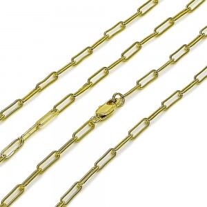 Gold Filled Paperclip Design Necklace Polished Golden Finish 3 MM Thickness 20 Inches Length