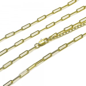 Gold Filled Basic Necklace Paperclip Design Polished Golden Finish 3MM Thickness 18 Inches Length