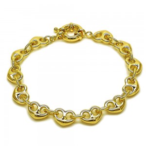Gold Filled Fancy Bracelet Heart Design Polished Golden Finish 9 MM Thickness 8 Inches