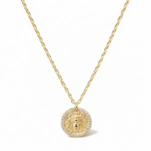 Sterling Silver Yellow Gold Or Rhodium Plated Bumble Bee Coin Necklace With White Cubic Zirconia