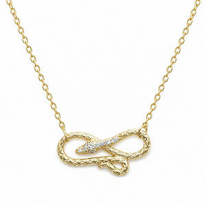 Sterling Silver Rhodium & Yellow Gold Plated Snake Necklace