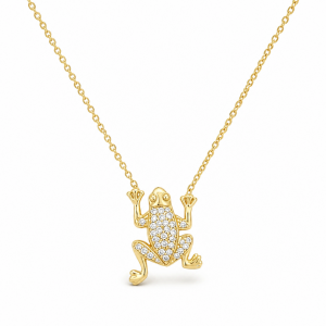 Sterling Silver Rose & Yellow Gold Plated Frog Necklace