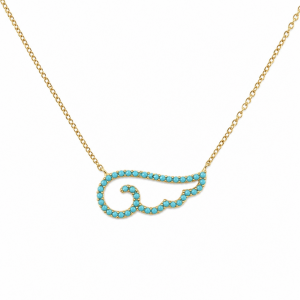 Sterling Silver Yellow Gold Plated Necklace With Turquoise