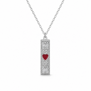 Sterling Silver Rhodium Plated Mom Necklace With Cubic Zirconia