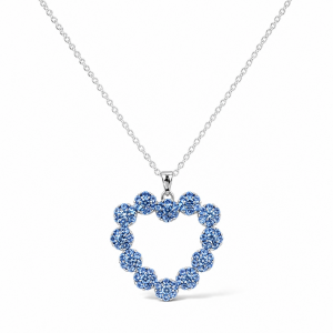 Sterling Silver Rhodium, Yellow & Rose Gold Plated Heart Necklace With Cubic Zirconia