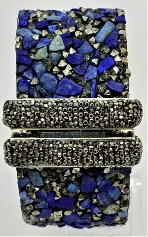 Lapis Lazuli With Hematite Druzy Cuff Bracelet