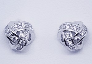 925 Sterling Silver Love Knot Stud Earrings With Cubic Zirconia