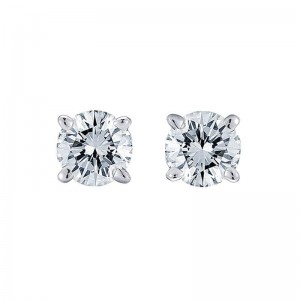 925 Sterling Silver 8mm Round Cut Cubic Zirconia 4 Prong Set Screw Back Stud Earrings