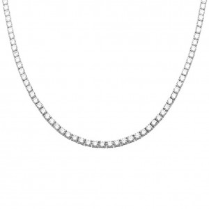 925 Sterling Silver 3mm 17" Long Cubic Zirconia Tennis Necklace