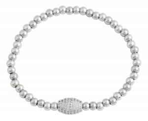 Stainless Steel Silver Tone CZ Beads Bracelet