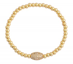 Stainless Steel Gold Tone CZ Beads Bracelet