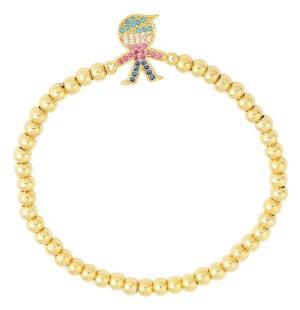 Stainless Steel Gold Tone Boy CZ Beads Bracelet