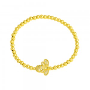 Stainless Steel Gold Tone Bumble Bee CZ beads Bracelet