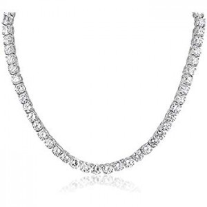 925 Sterling Silver 4mm 17" Long Cubic Zirconia Tennis Necklace