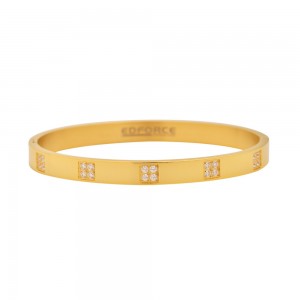 Stainless Steel Gold Tone CZ Ladies Bangle