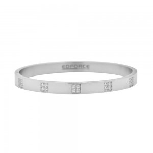 Stainless Steel Silver Tone CZ Ladies Bangle
