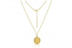Sterling Silver Yellow Gold Plated Hamsa Necklace 16+2"