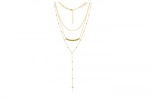 Sterling Silver Yellow Gold Plated 3 Layers Necklace 15+17+19+2"