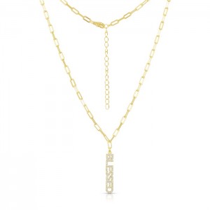 Sterling Silver Yellow Gold Plated Blessed Necklace With CZ 16+2"