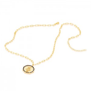 Sterling Silver Yellow Gold Plated Snake Necklace With Enamel & CZ 16+2"