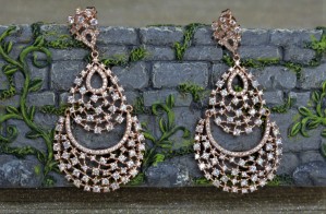 925 Sterling Silver Rose Gold Plated Cubic Zirconia Chandelier Earrings