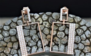 925 Sterling Silver Rose Gold Plated Cubic Zirconia Earrings