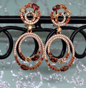 925 Sterling Silver Rose Gold Plated Multicolor Chandelier Earrings