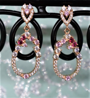 925 Sterling Silver Rose Gold Plated Multicolor Chandelier Earrings