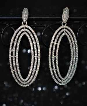 925 Sterling Silver Chandelier Earrings With White Cubic Zirconia