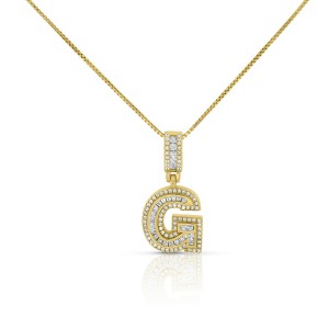 Sterling Silver Mini Baguette Initial " G " Necklace