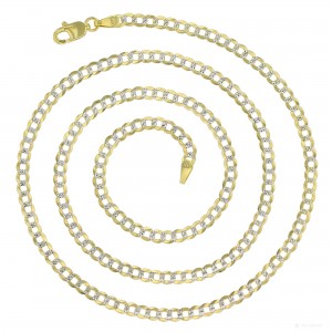 14KT Gold 22" Two Tone Pave Cuban Chain 080 Gauge 3.00MM
