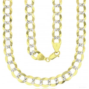 14KT Gold 26" Two Tone Pave Cuban Chain 250 Gauge 9MM 