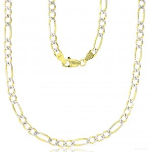 14K Gold Two Tone 4MM 18" Figaro 100 Gauge Chain