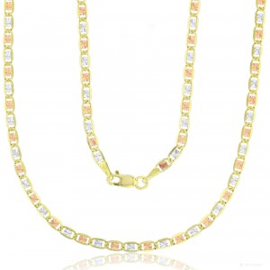 14KT Gold 16" Tricolor Valentino Star DC Chain 060 Gauge 2.75MM  