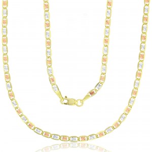 14KT Gold 22" Tricolor Valentino Star DC Chain 060 Gauge 2.75MM